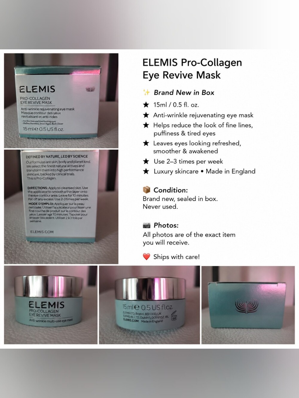 ELEMIS Pro-Collagen Eye Revive Mask NIB
